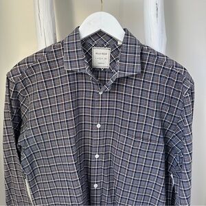Billy Reid Men's Plaid Shirt - Blue and White SZ Large